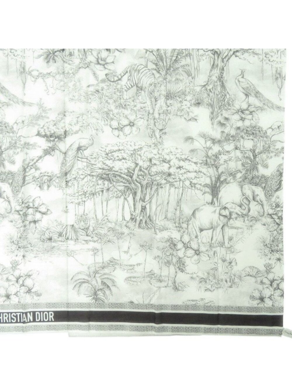 Dior Toile de Jouy Sauvage Shawl Cotton Black White Scarf - Picture 9 of 9